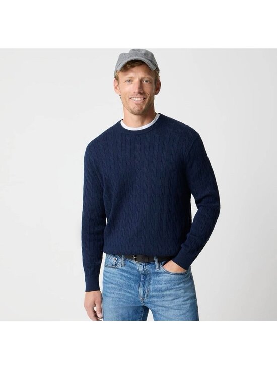 J.Crew Other - J.Crew Men's Navy Cable-Knit Crewneck Sweater XL 100% Cotton Style #BV493
